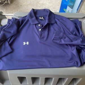 Men’s long sleeve navy blue under armour polo